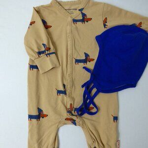 Tiny Cottons Long Dog Romper & Hanna Andersson NWOT Hat Set, Size 6 Months